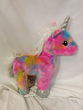 EUC Build A Bear Multicolor Unicorn Plush Shiny Hoofs Stuffed Animal Toy 2021